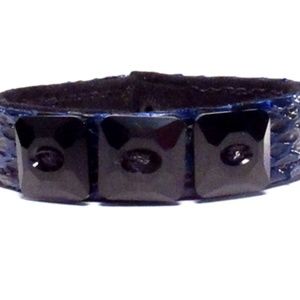 Blue Snakeskin Bracelet with Swarovski Crystals
